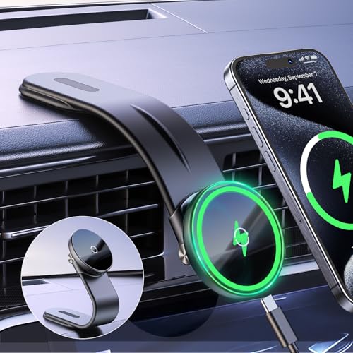 【新時代を開く・折り畳み可能&史上最強の磁力】車載ホルダー スマホホルダー 車 携帯ホルダー マグネット ワイヤレス車載充電器 急速充電 スマホスタンド マグセーフ超強力 形状記憶合金 3M粘着シール 360度回転 超強磁力 安定性拔群 片手操作 車用品 iPhone/Android4-7インチ多機種と99%車種が対応